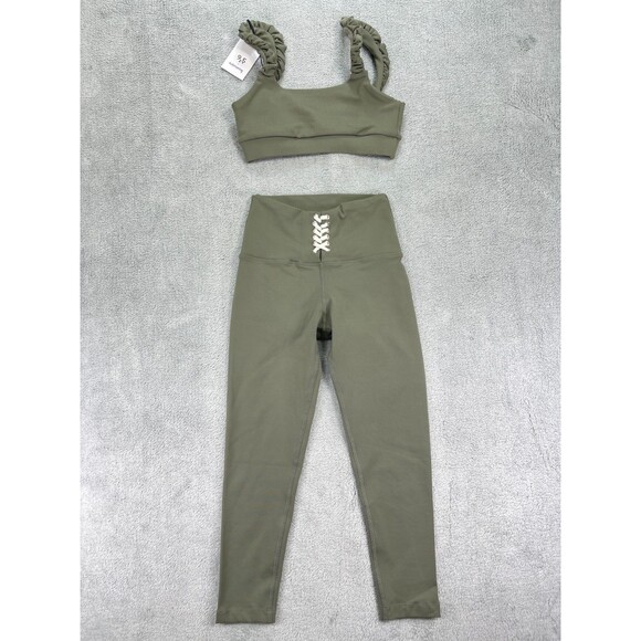 925 Fit Submarine 2 Piece Leggings And Bra Set Girls 12 Sage Green Skinny Leg - Picture 1 of 16
